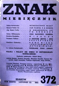 Miesięcznik Znak nr 11 1985(372) Polska i Polacy w XIX wieku